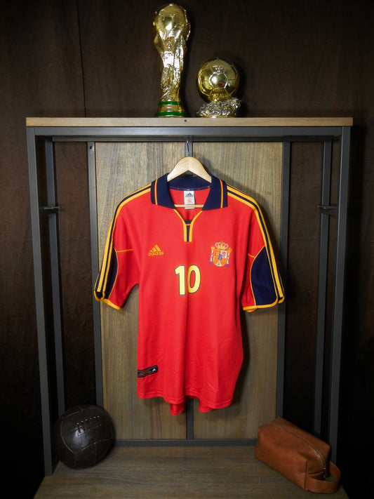 Spain 1999–2002 Home Jersey – Raúl #10 – Large – Red Adidas Shirt (MPN: 647200)