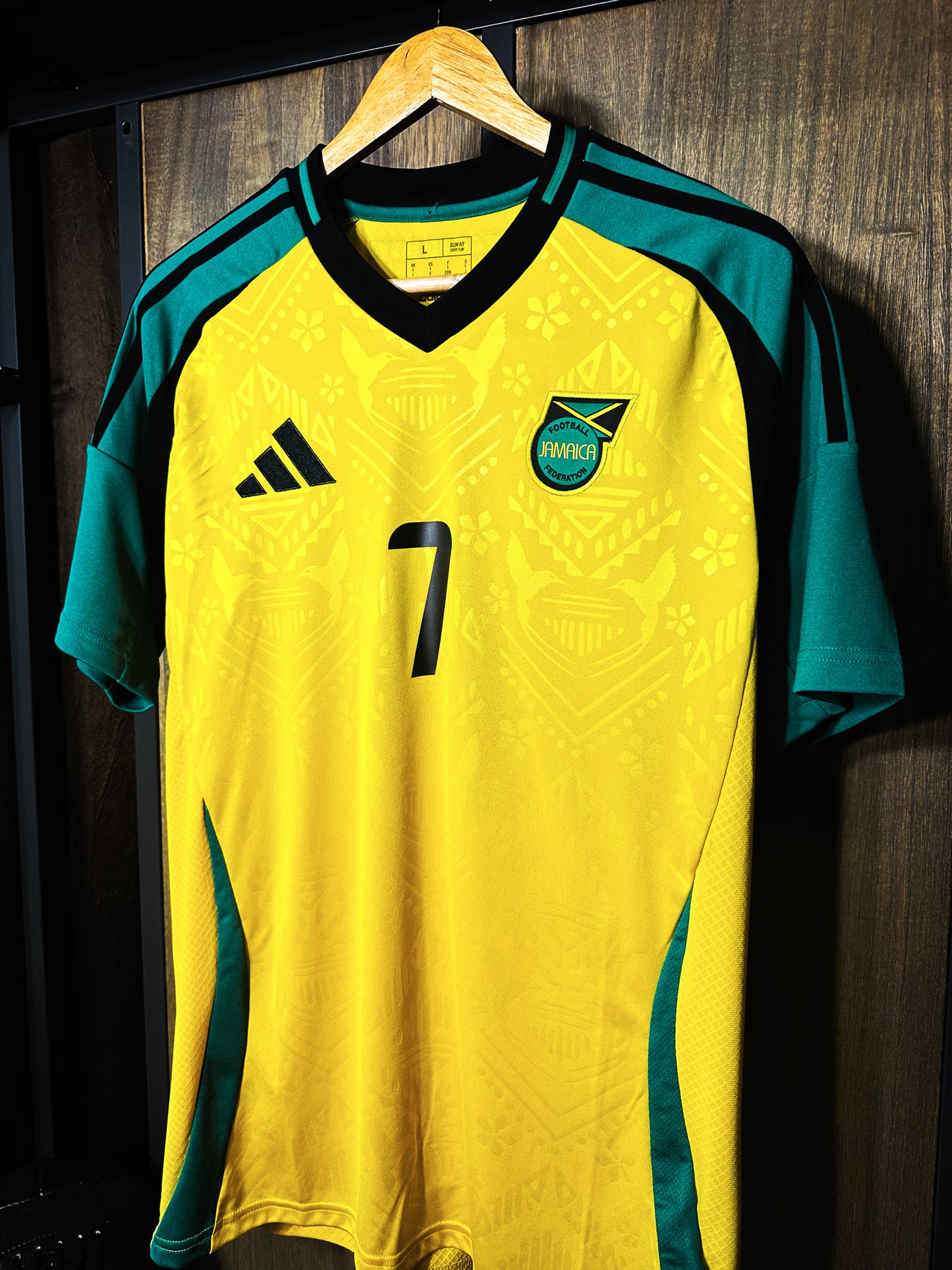 Jamaica 2024 Home Jersey – Bailey #7 – Large – Gold & Black Adidas Shirt (MPN: IT8541)