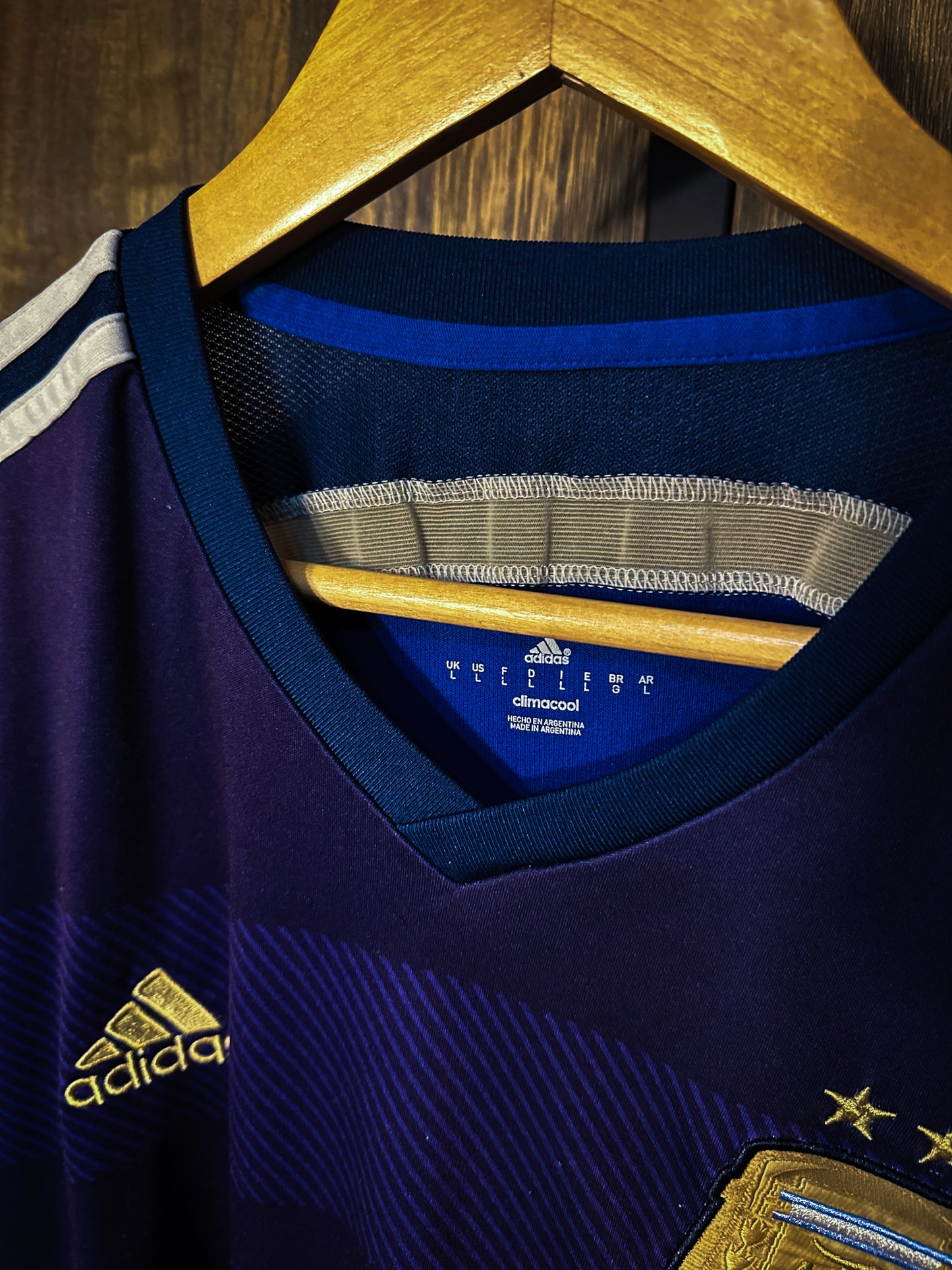 Argentina 2014 Away Jersey – Size L – Navy Blue & Sky – Adidas Shirt – (SKU: D87305 TES001)