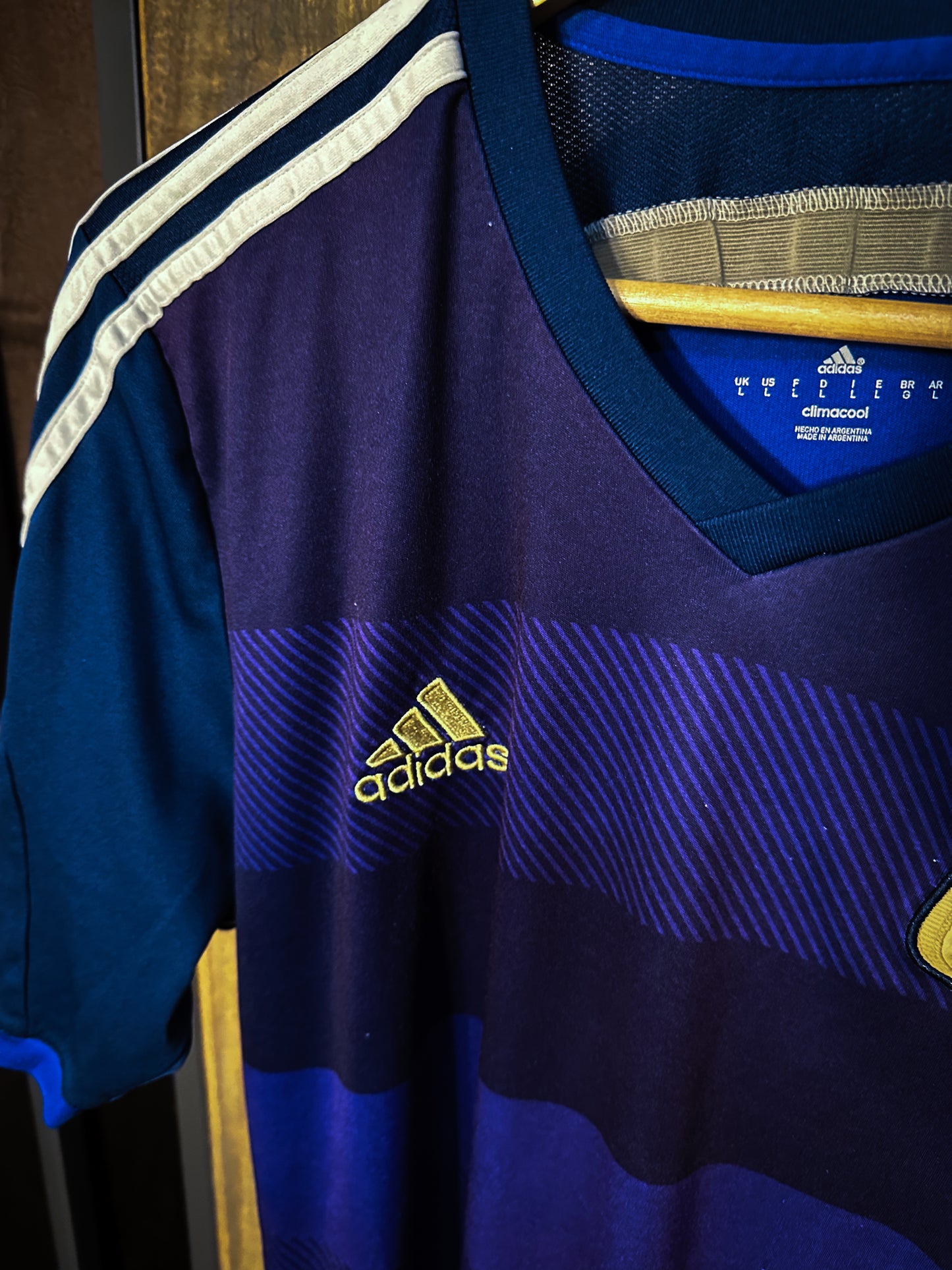 Argentina 2014 Away Jersey – Size L – Navy Blue & Sky – Adidas Shirt – (SKU: D87305 TES001)
