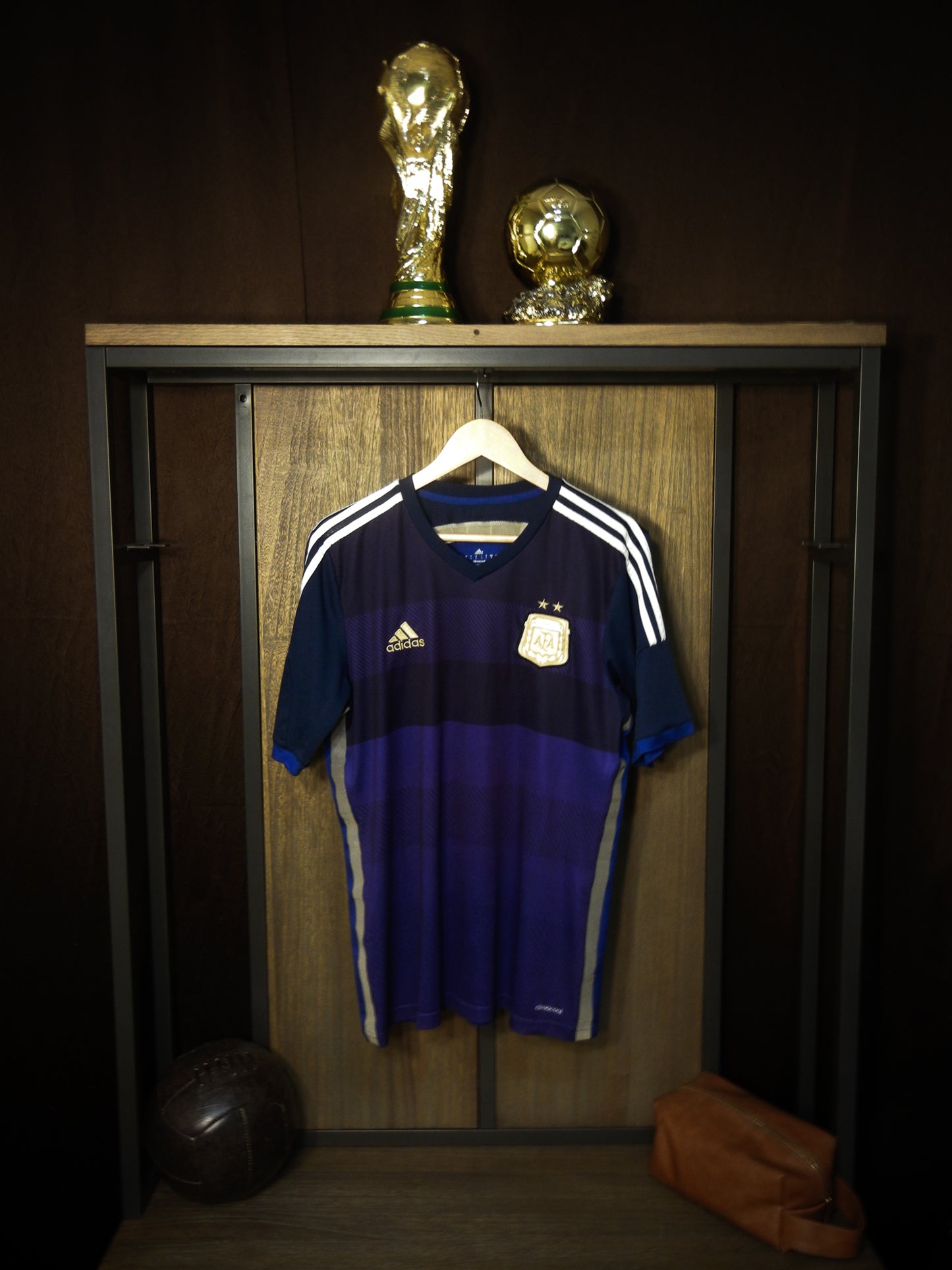 Argentina 2014 Away Jersey – Size L – Navy Blue & Sky – Adidas Shirt – (SKU: D87305 TES001)