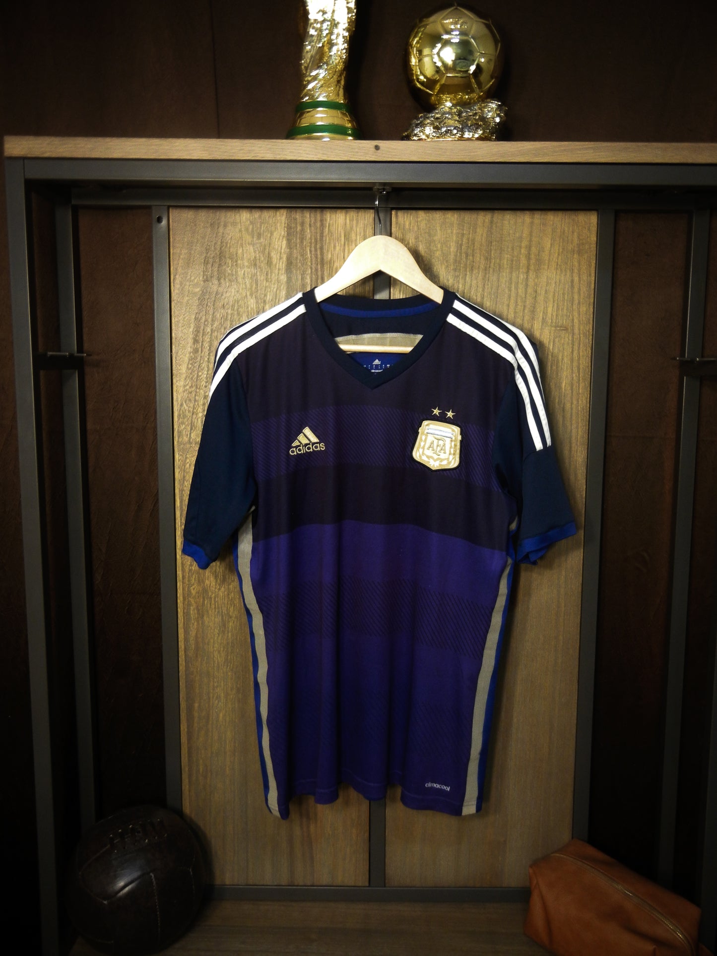 Argentina 2014 Away Jersey – Size L – Navy Blue & Sky – Adidas Shirt – (SKU: D87305 TES001)