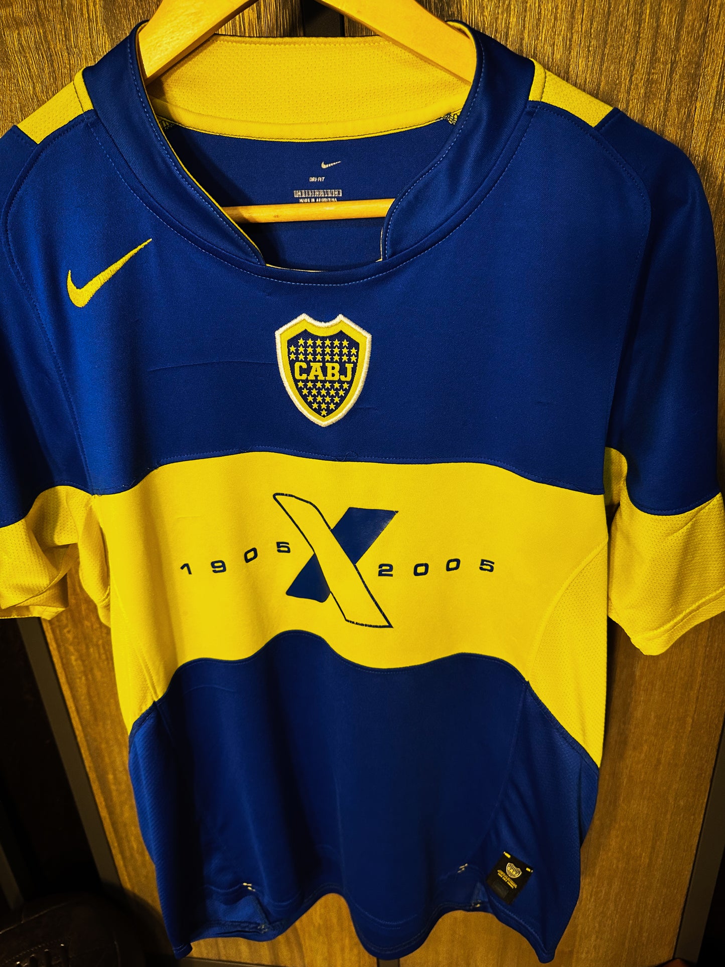 Boca Juniors 2005 Home Jersey – Size M – Blue & Yellow Nike Shirt – 100 year anniversary  - MPN( IM# 126539)