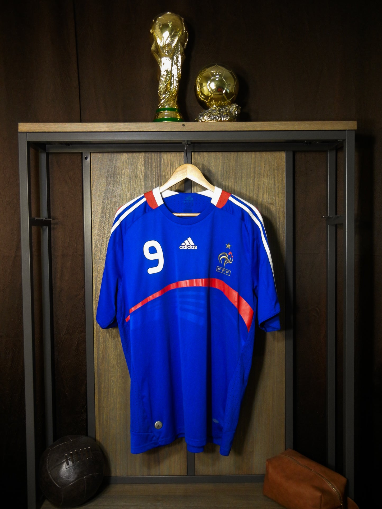 France 2007/2008 Home Jersey – Karim Benzema #9 – XL – Blue Adidas Shirt – (MPN: 620139)