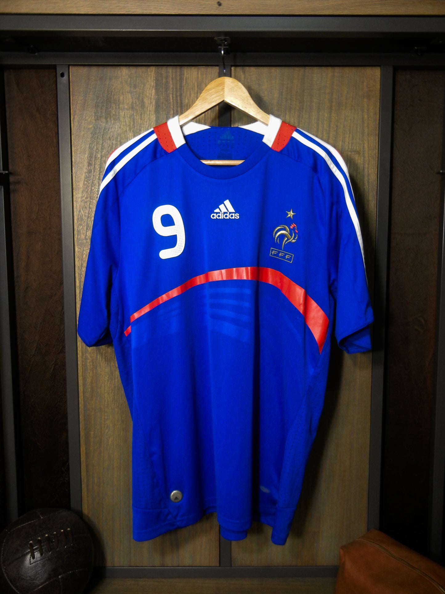 France 2007/2008 Home Jersey – Karim Benzema #9 – XL – Blue Adidas Shirt – (MPN: 620139)