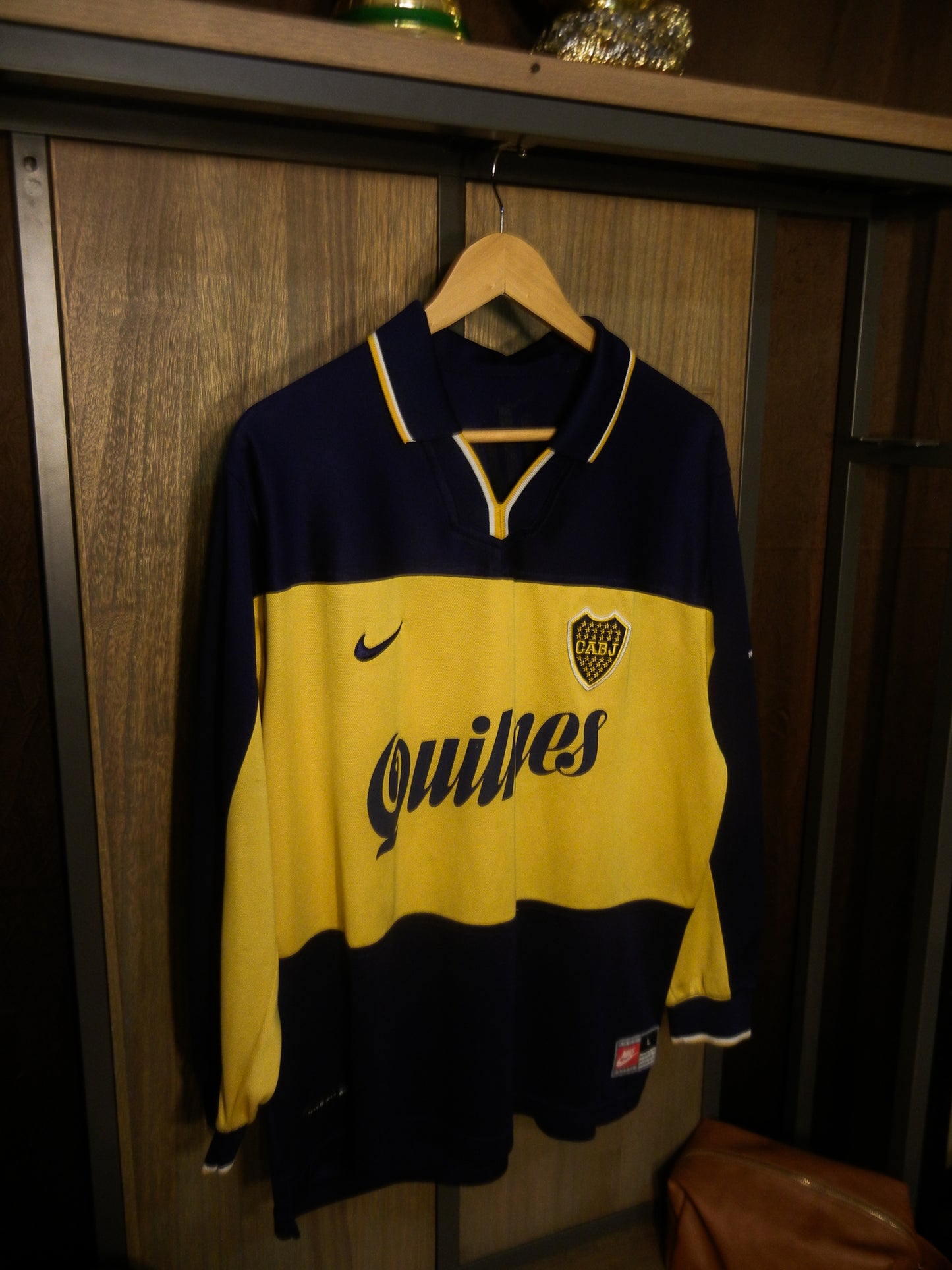 Boca Juniors 1998/2000 Home Long Sleeve Jersey – #14 – Size L – Navy & Yellow Nike Shirt – (MPN: N/A)