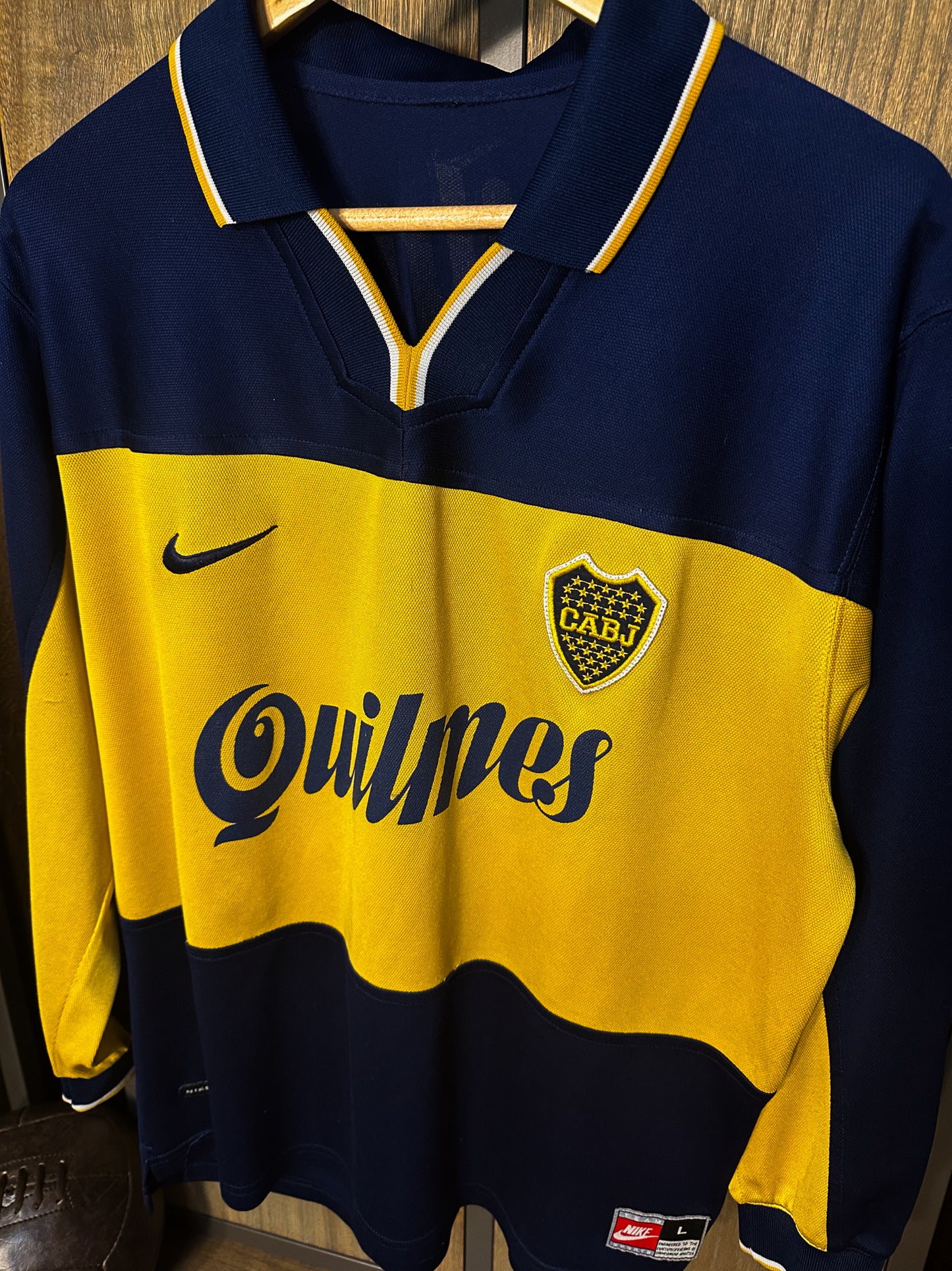 Boca Juniors 1998/2000 Home Long Sleeve Jersey – #14 – Size L – Navy & Yellow Nike Shirt – (MPN: N/A)