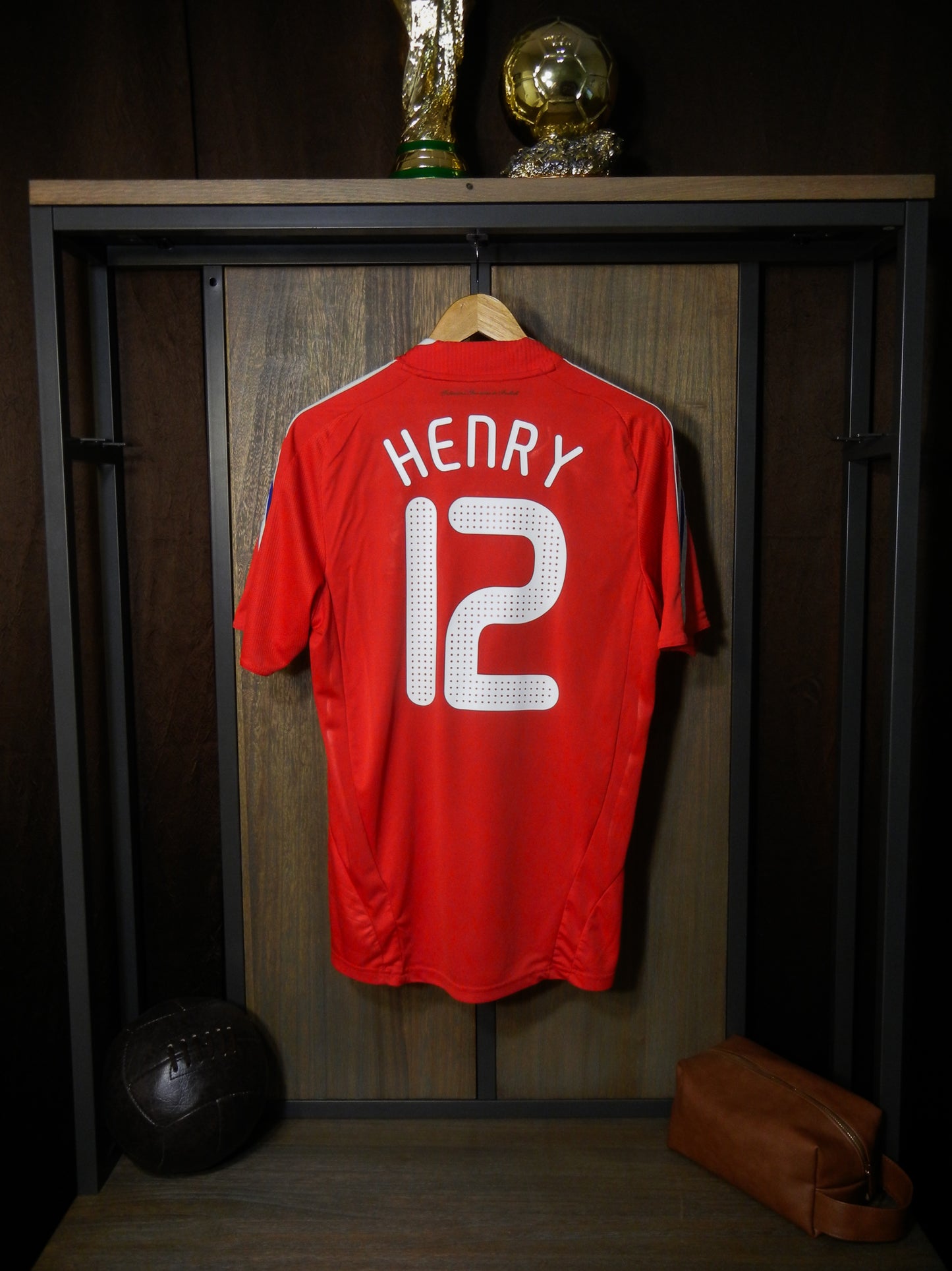 France 2007/08 Away Jersey – Thierry Henry #12 – Size M – Red Adidas Shirt – (MPN: 618916)