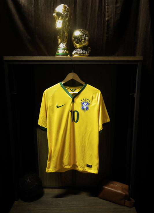 Brazil 2014 Home Jersey – Neymar Jr #10 – Size L – Yellow Nike Shirt (MPN: 575280-703)