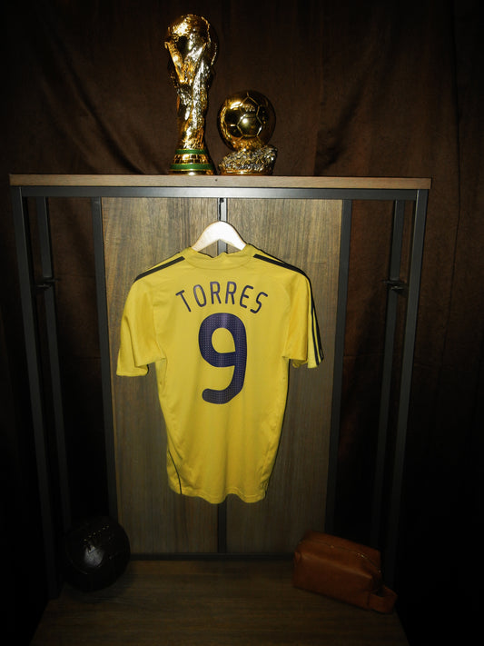 Spain 2008/10 Away Jersey – Fernando Torres #9 – Size M – Yellow Adidas Shirt (MPN: 614172)