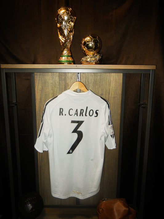 Real Madrid 2005/2006 Home Jersey – Roberto Carlos #3 – Size Medium – White Adidas Shirt (MPN: 109879)