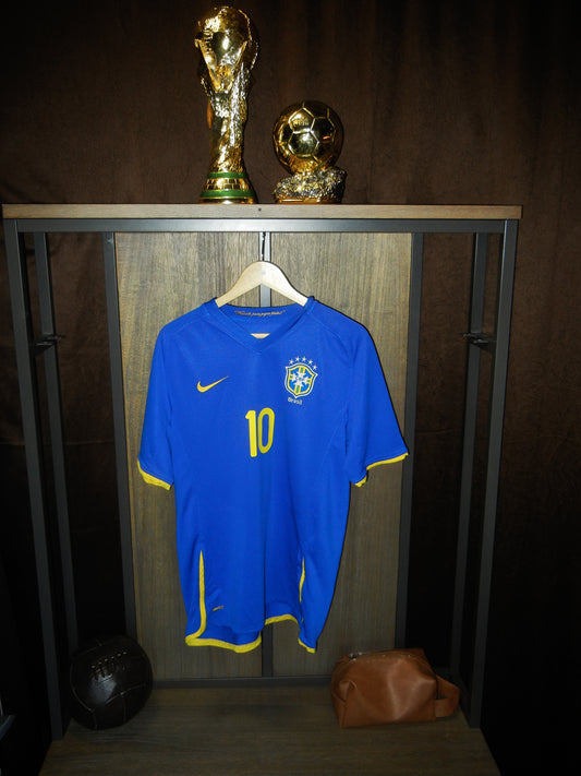 Brazil 2008/2010 Away Jersey – Ronaldinho #10 – Size XL – Blue Nike Shirt (MPN: 258950-493)