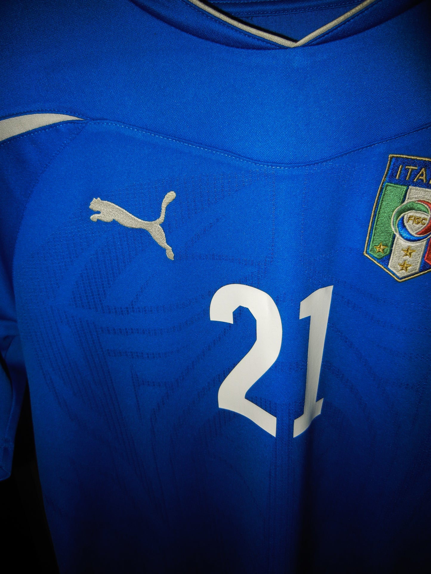 Italy 2010/2012 Home Jersey – Andrea Pirlo #21 – Large – Blue Puma Shirt (MPN: 736646)